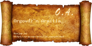 Orgován Armilla névjegykártya